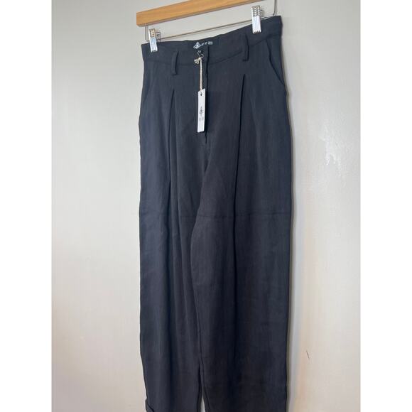 NWT Just Bee Queen Kai Pleated Ankle Straight Pants Women's Black Size: XS - Picture 3 of 9
